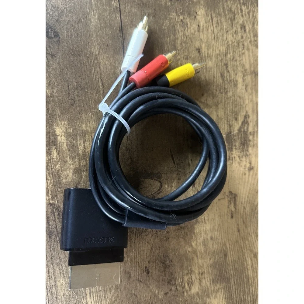 Microsoft Xbox 360 Slim RCA Composite OEM AV Cable Replacement Video Cord Tested